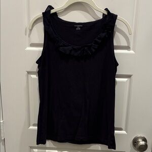 Lands End Navy Ruffled Tank Top